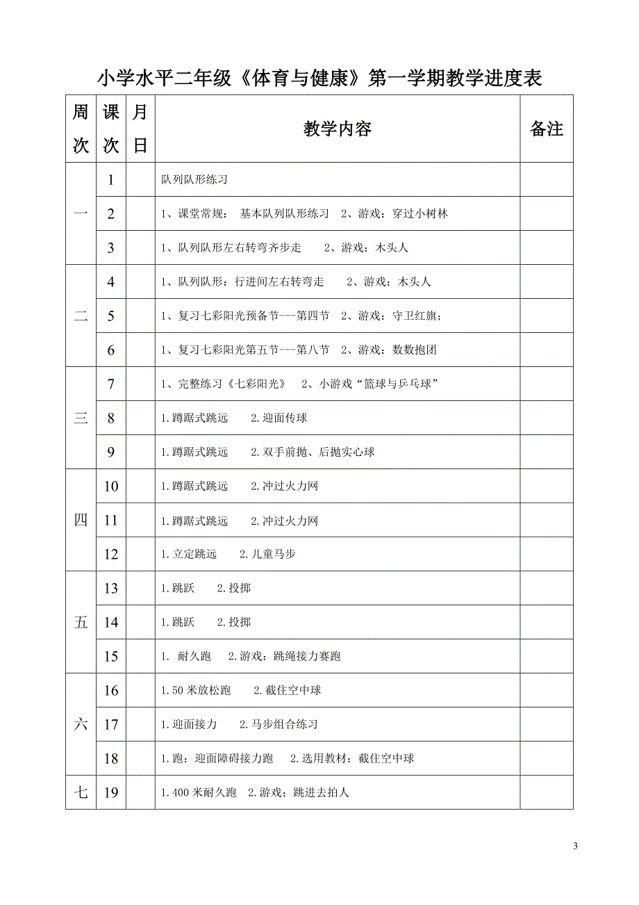 最新人教版小学三年级上册体育教案全套精编.doc_第3页