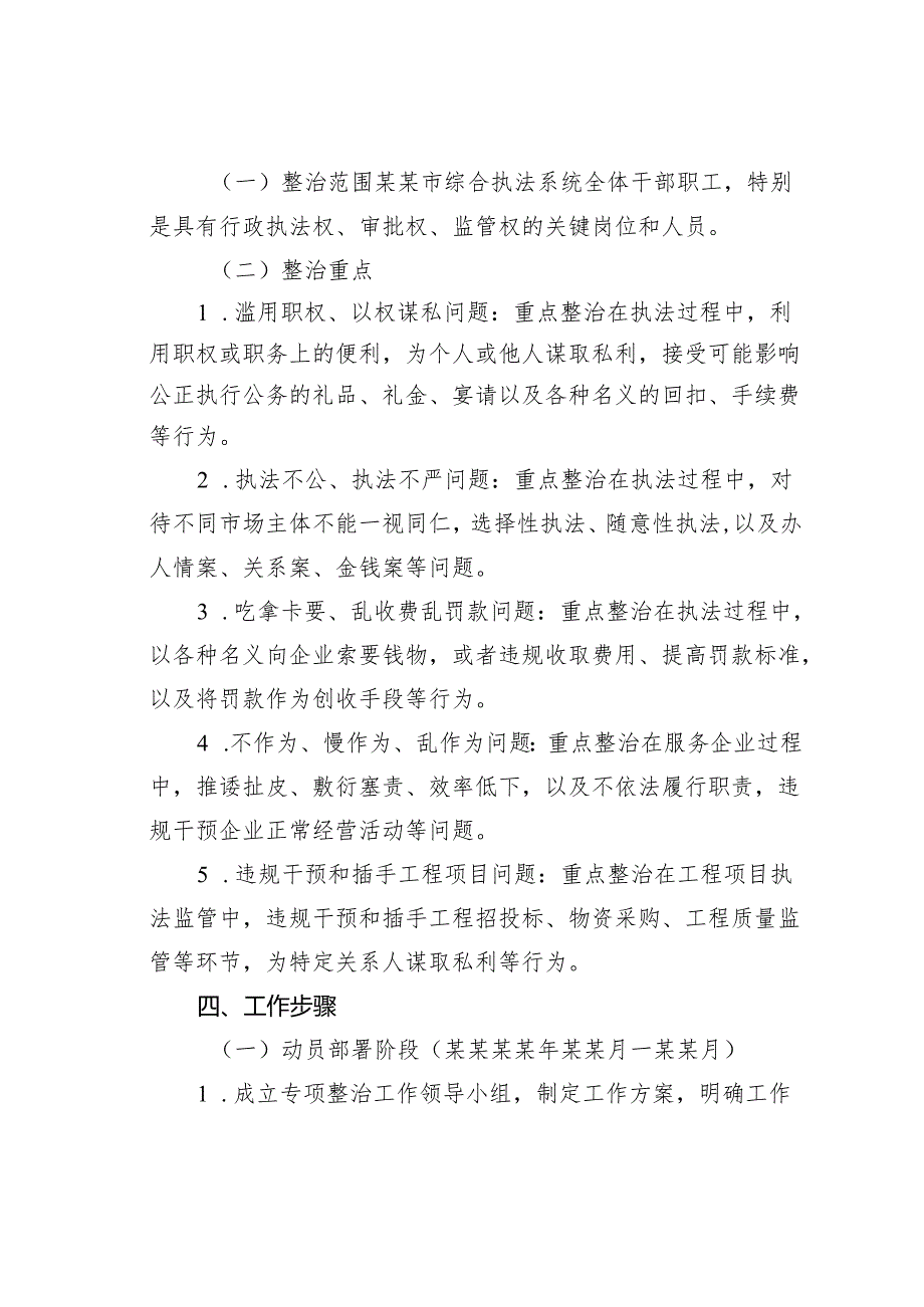 某某市综合执法系统营商环境领域不正之风和腐败问题专项整治工作方案.docx_第2页