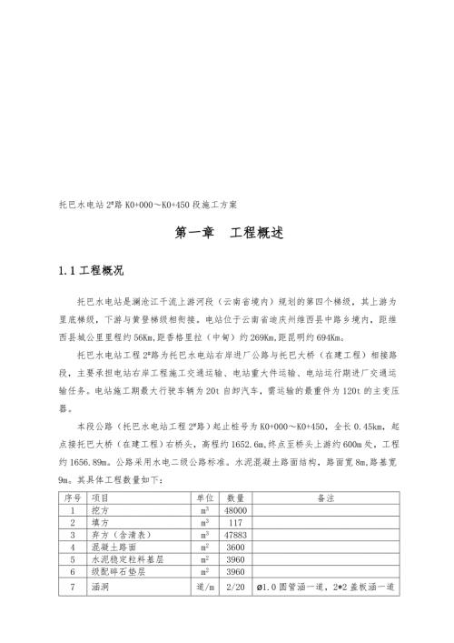 托巴水电站2号路施工组织设计改.doc
