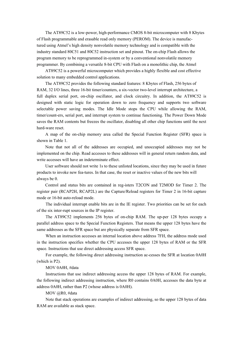 机械专业外文文献翻译外文翻译AT89C52单片机.doc_第1页