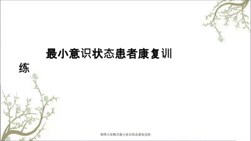 植物人促醒及最小意识状态康复进展.ppt