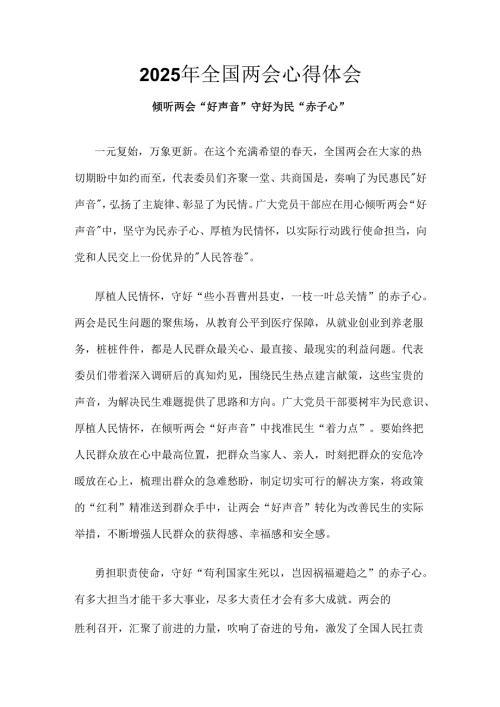 2025年学习全国两会发言稿合集资料.docx
