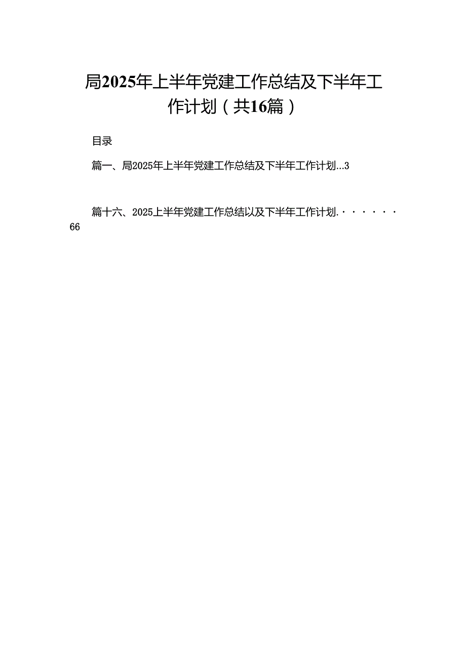 局2025年上半年党建工作总结及下半年工作计划【16篇精选】供参考.docx_第1页