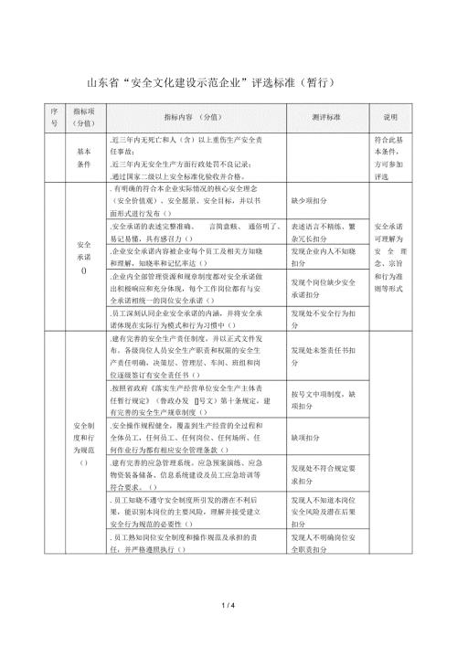 山东省安全文化建设示范企业评选标准暂行.docx