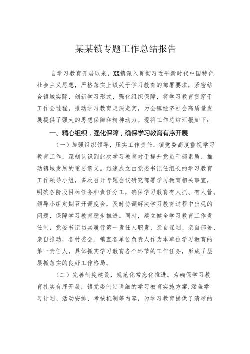 镇专题工作总结报告.docx