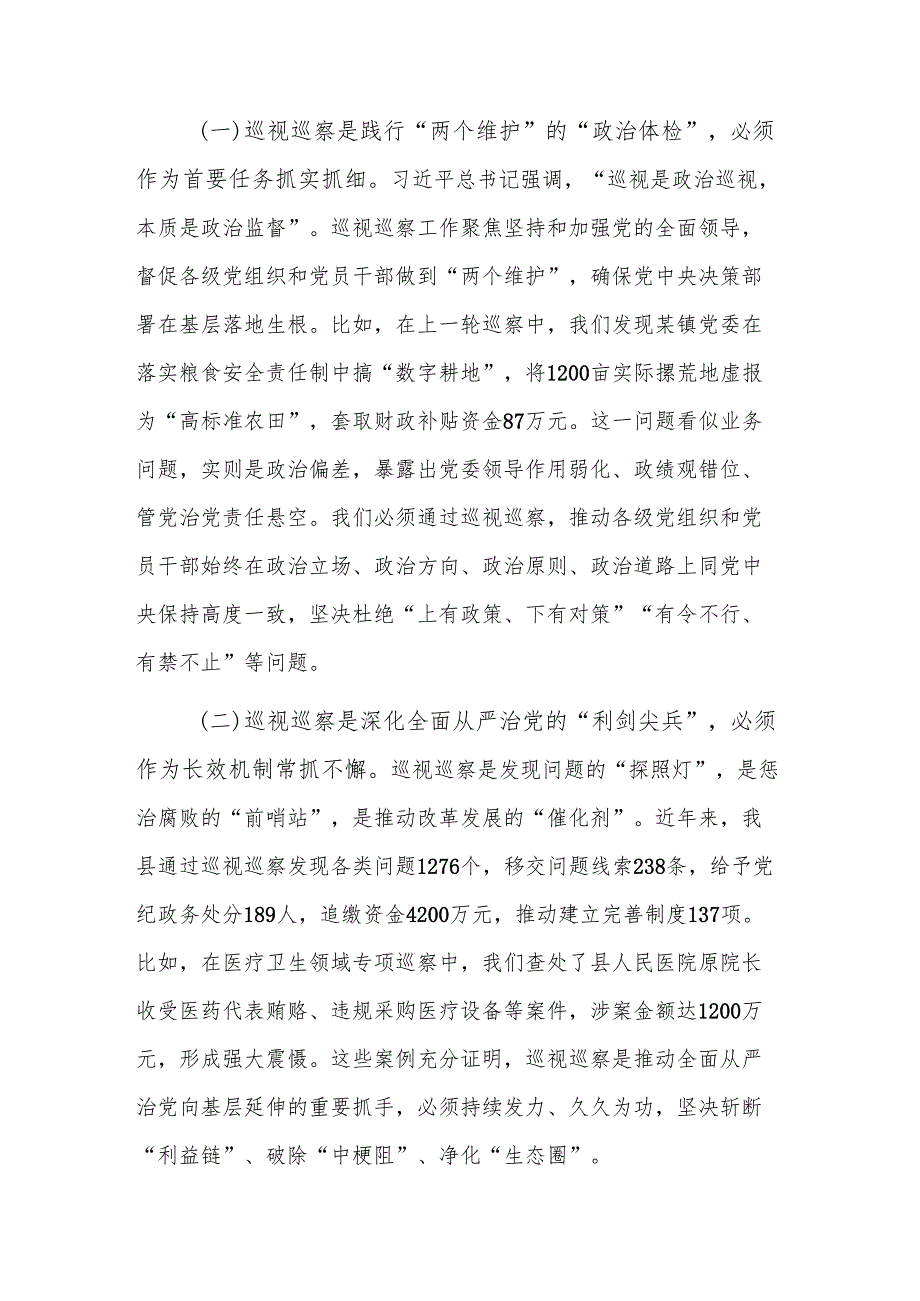 在2025理论学习中心组巡视巡察工作专题学习研讨时的发言范文.docx_第2页
