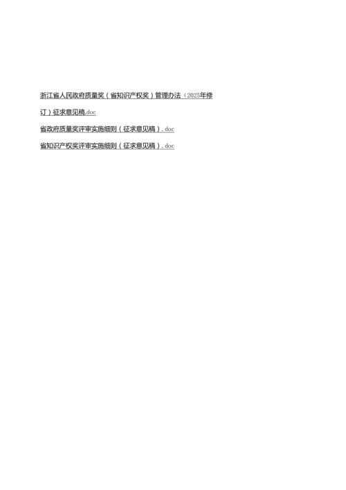浙江省人民政府质量奖（省知识产权奖）管理办法、评审实施细则（2025年修订）征.docx