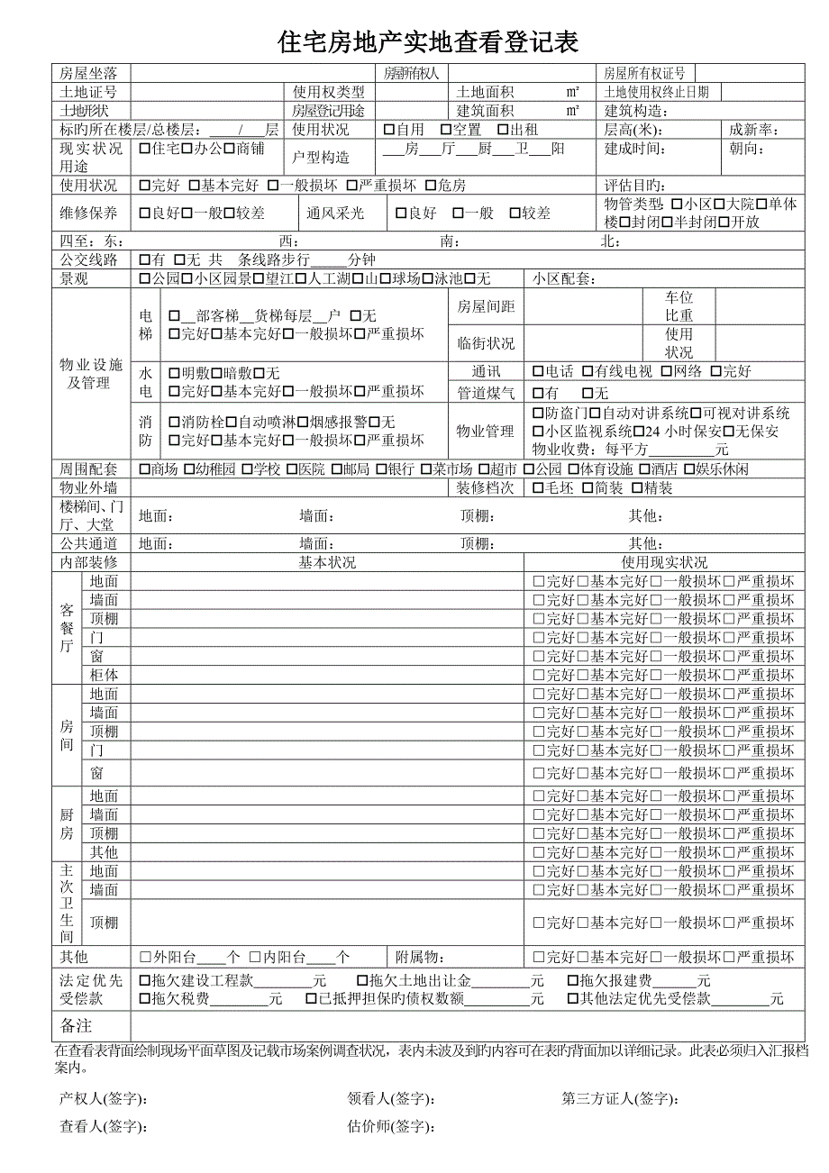房地产估价现场勘察表.doc_第1页
