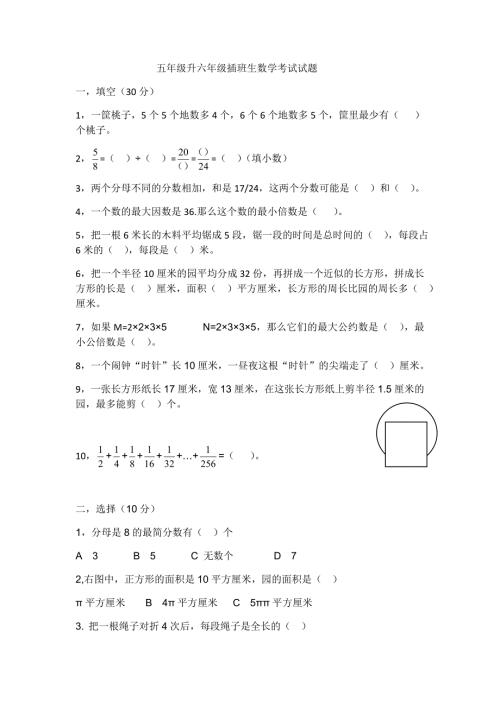 小学五升六数学试题.doc