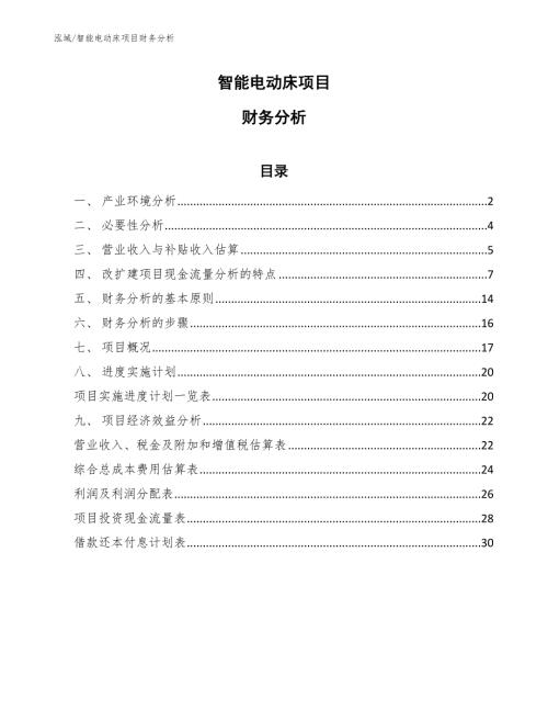 智能电动床项目财务分析参考.docx