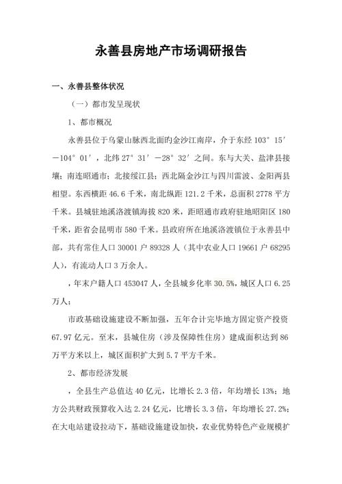 永善房地产市场调研综合报告.docx