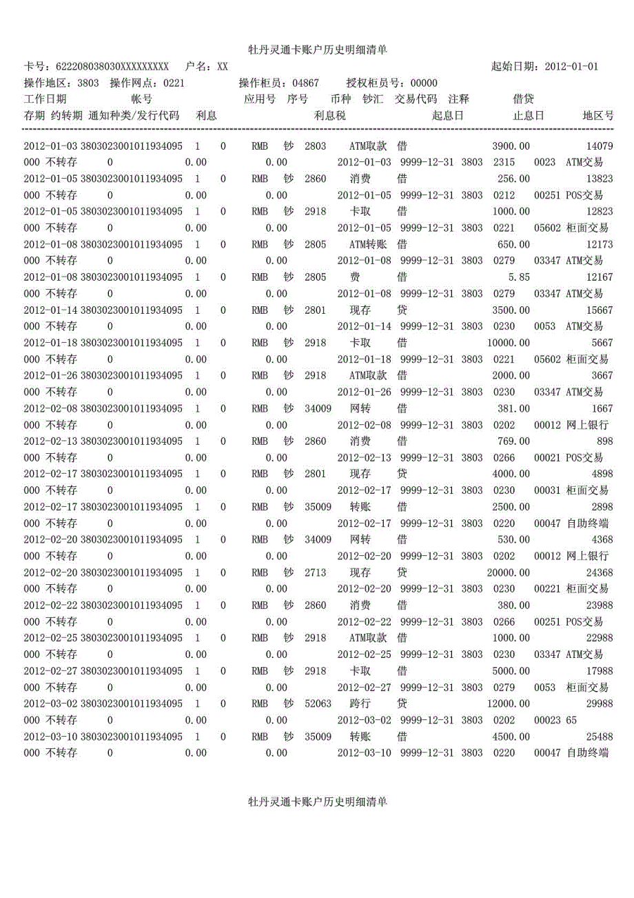 工SHANG行流水工行流水工商银行样本.doc_第1页