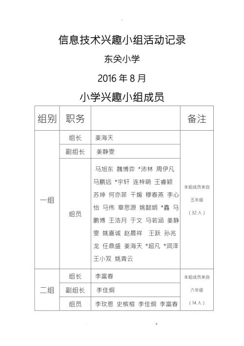 小学信息技术兴趣小组活动记录表.doc