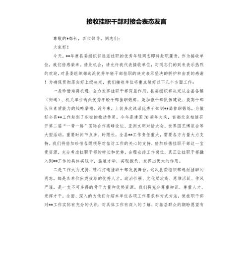 接收挂职干部对接会表态发言.docx