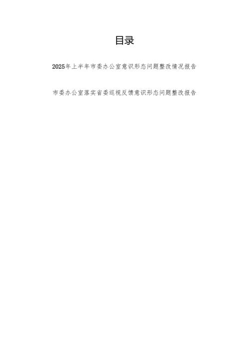 市委办公室2025年上半年意识形态问题整改情况报告和落实省委巡视反馈意识形态问题整改报告.docx