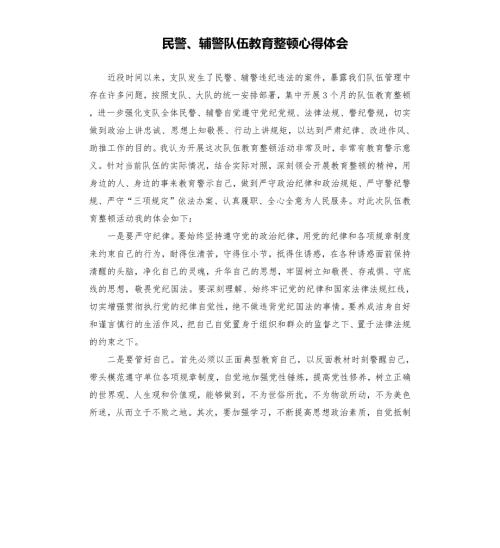 民警辅警队伍教育整顿心得体会.docx
