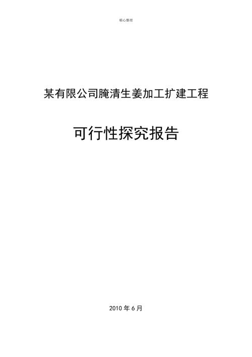 某有限公司腌清生姜加工扩建项目可行性研究报告.doc