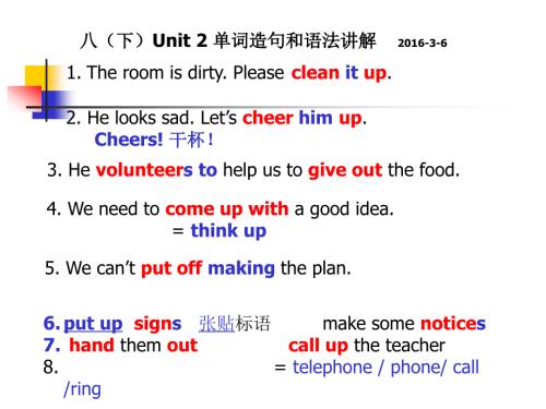最新人教八年级英语下册Unit2单词用法课件.ppt