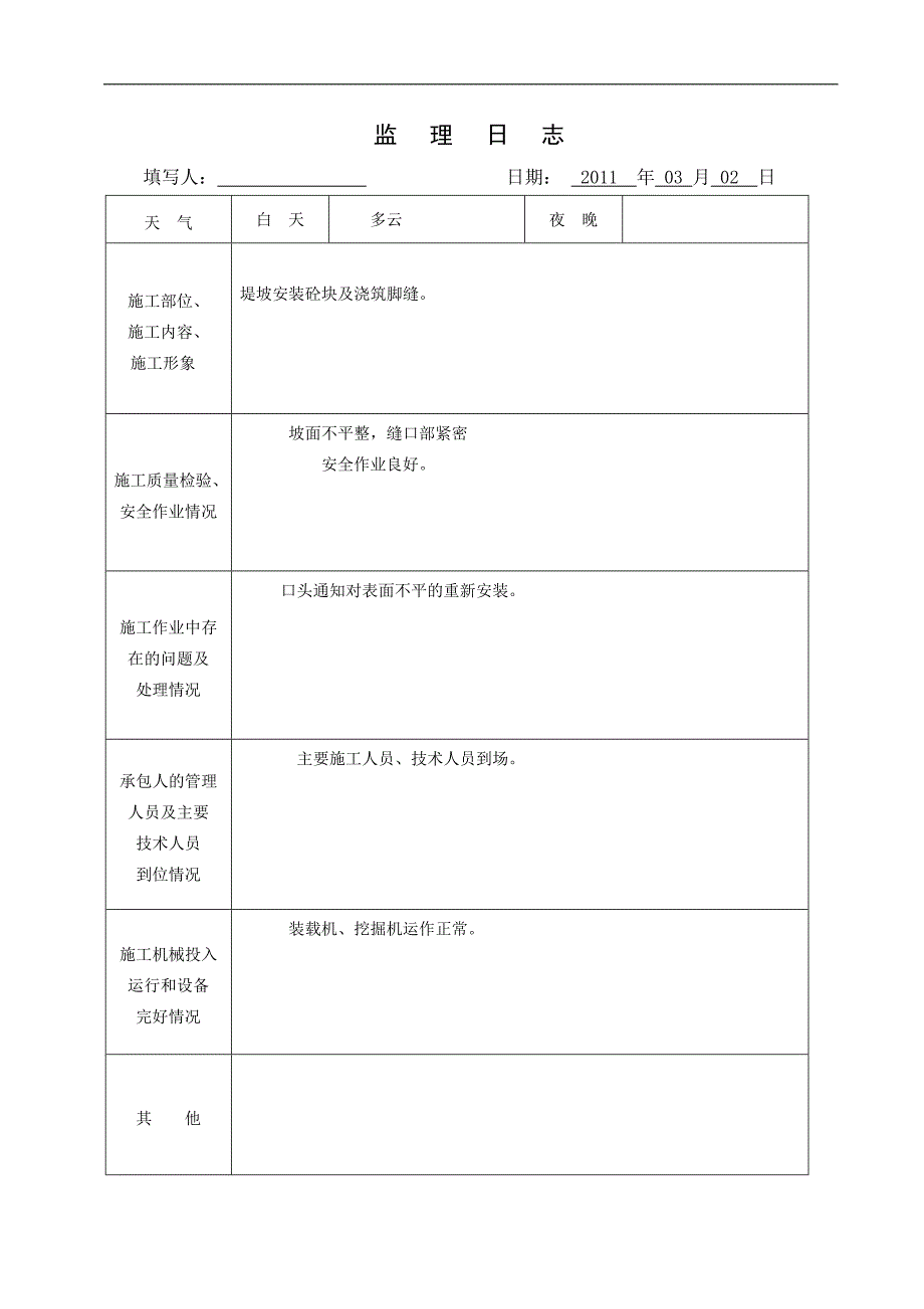 监理日志表格word版.doc_第3页