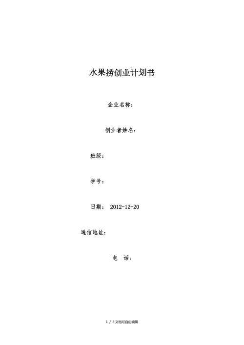 水果捞创业计划书.doc