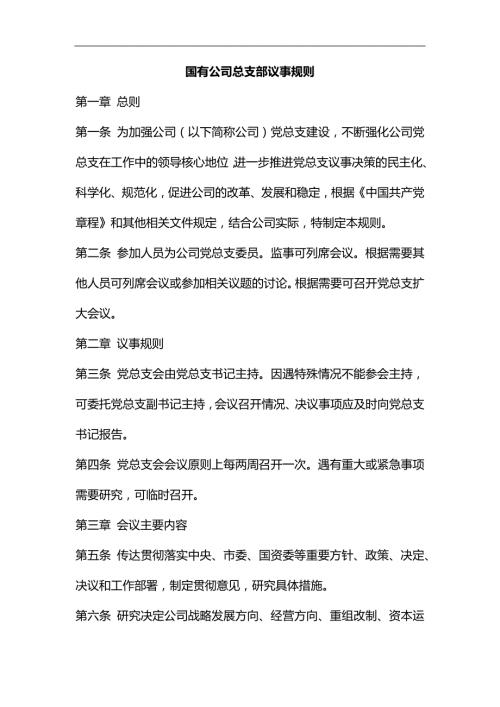 整理国有公司总支部议事规则.docx