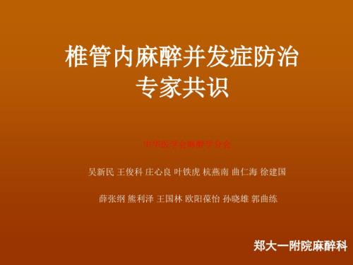 椎管内麻醉并发症专家共识.ppt