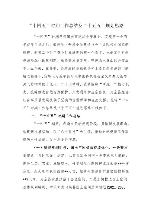 “十四五”时期工作总结及“十五五”规划思路.docx