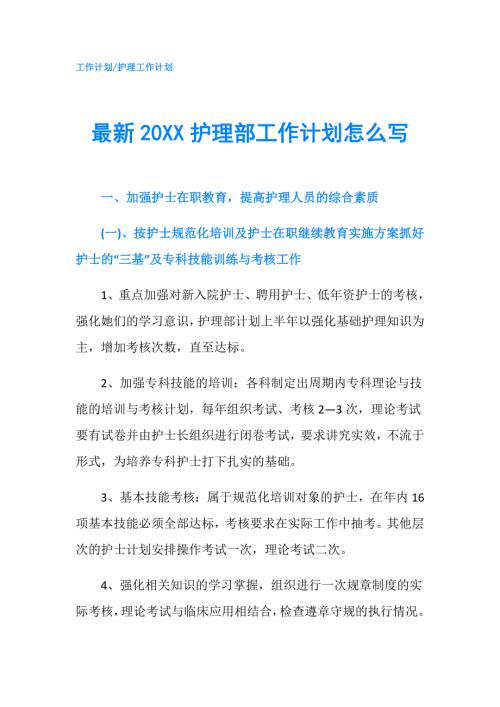 最新20XX护理部工作计划怎么写.doc