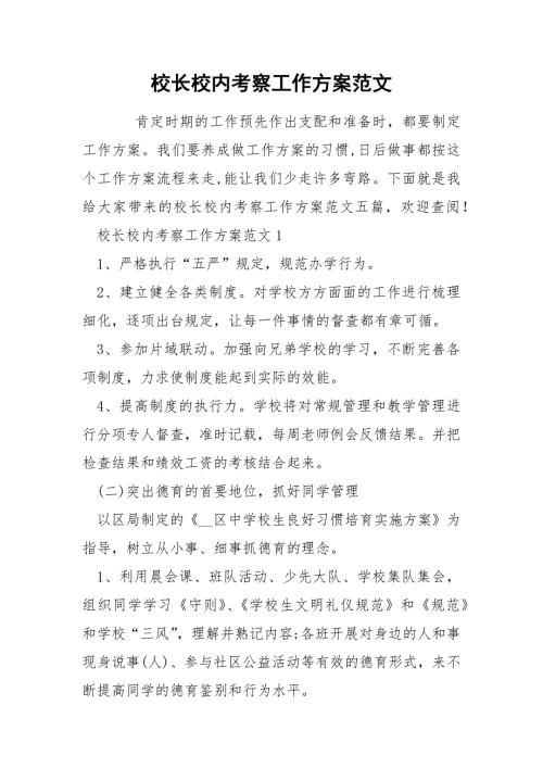 校长校内考察工作方案范文.docx