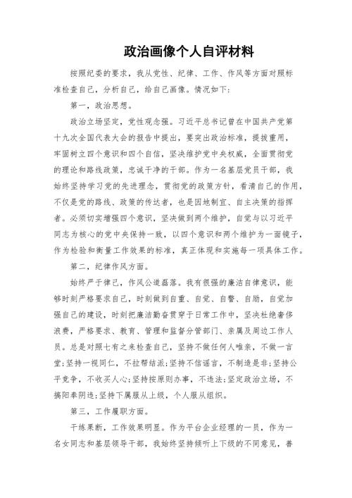 政治画像个人自评材料.docx