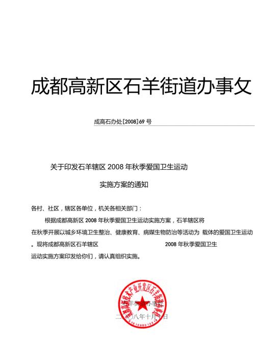 成都高新区石羊街道办事处文件.doc