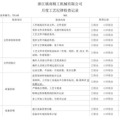 工艺纪律执行情况检查记录.docx