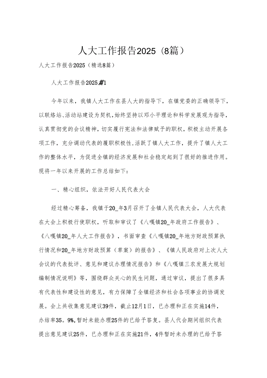 人大工作报告2025（8篇）.docx_第1页