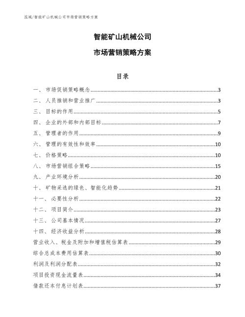 智能矿山机械公司市场营销策略方案.docx