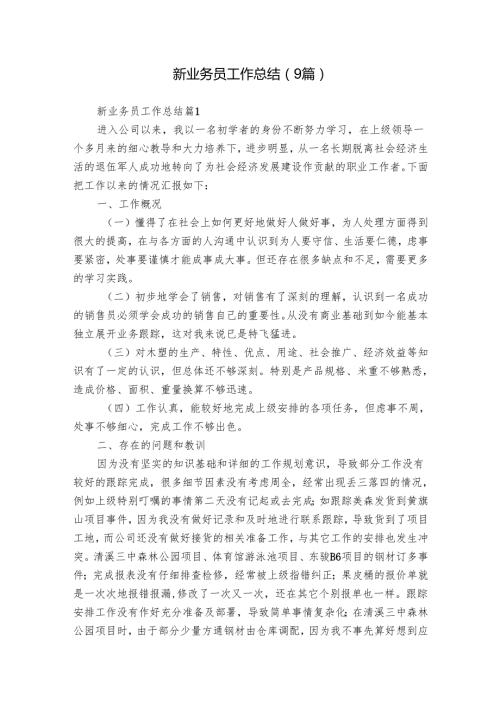 新业务员工作总结（9篇）.docx