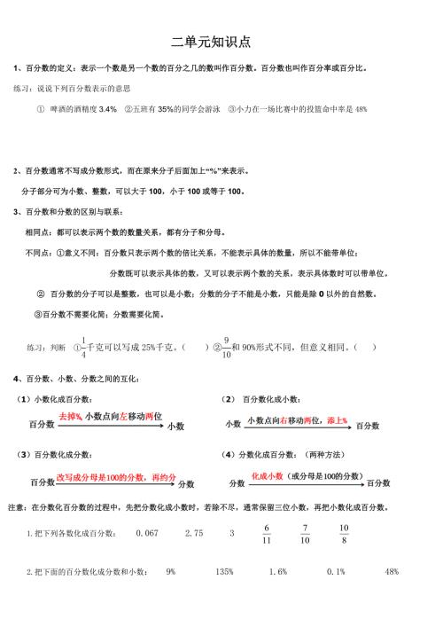 百分数一知识点总结.doc