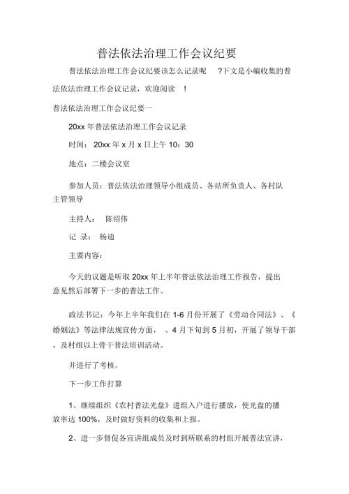 普法依法治理工作会议纪要.docx