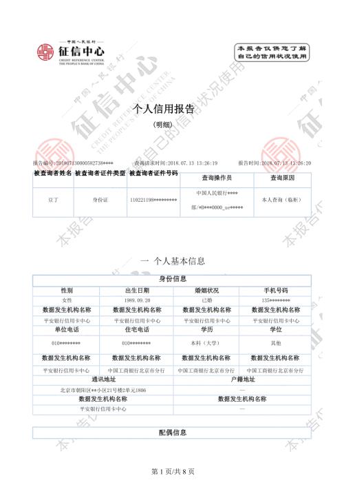 最新版人民银行个人征信报告样本.可更改docx.docx