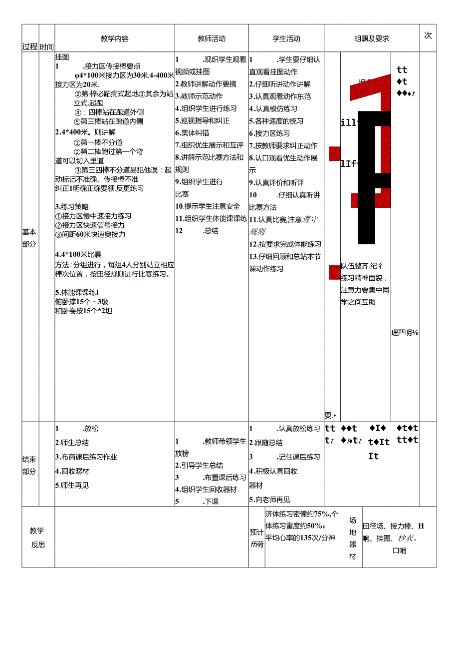 2025人教版小学《体育与健康》六年级上册《田径接力跑巩固练习》教学设计教案（全）.docx_第2页