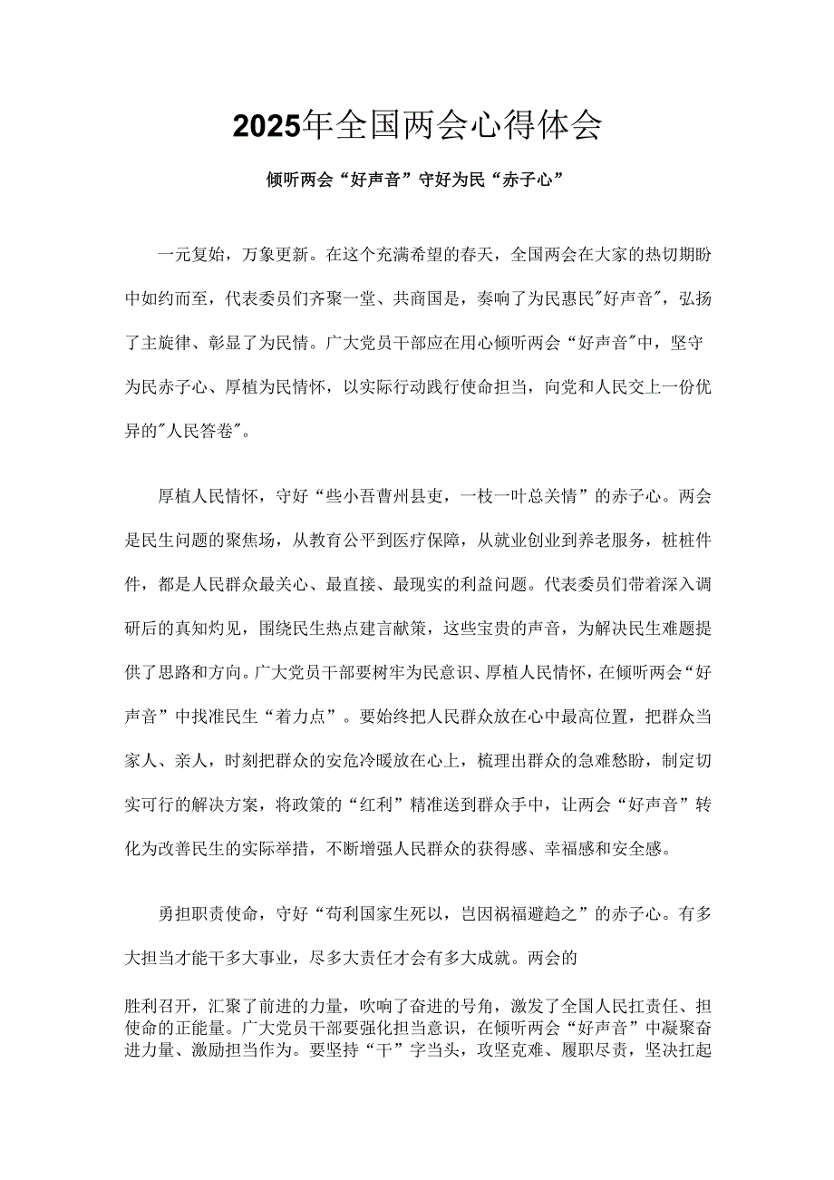 班子2025年全国两会发言稿6个精选.docx_第1页
