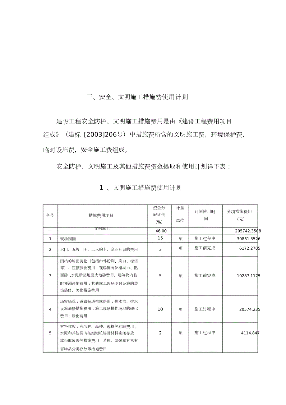 市政工程安全文明施工措施费提取和使用计划完整版.doc_第3页