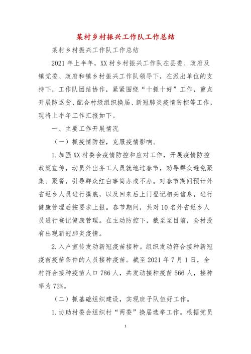 某村乡村振兴工作队工作总结.docx