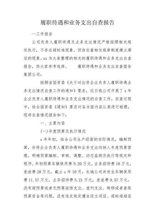 履职待遇和业务支出自查报告.doc