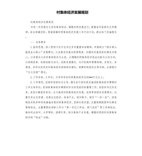 村集体经济发展规划.docx
