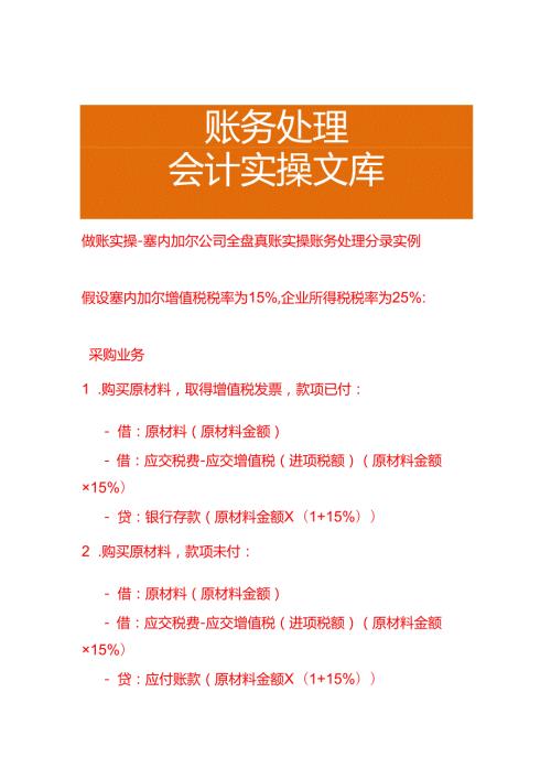 做账实操塞内加尔公司全盘账务处理分录实例.docx
