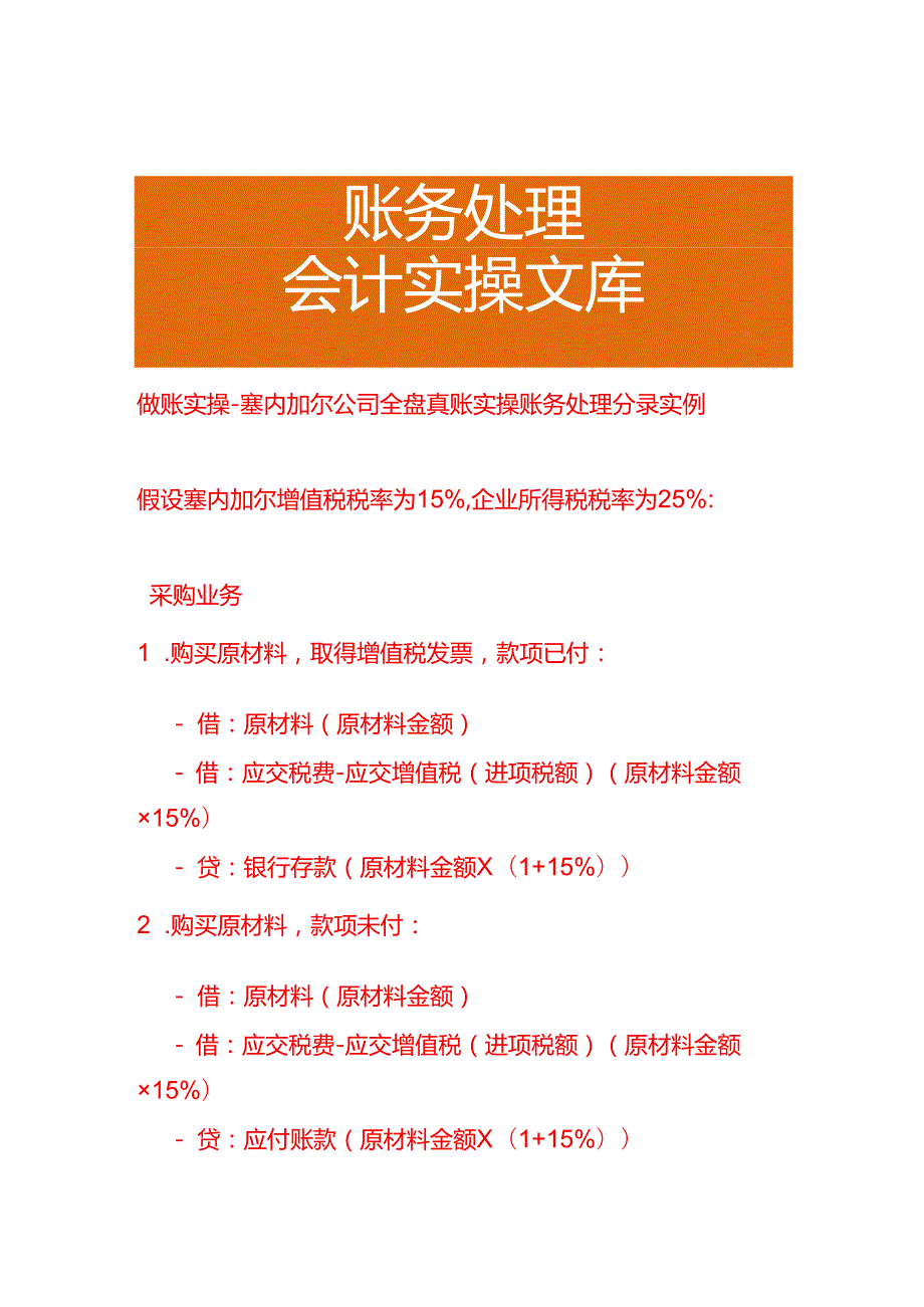 做账实操塞内加尔公司全盘账务处理分录实例.docx_第1页