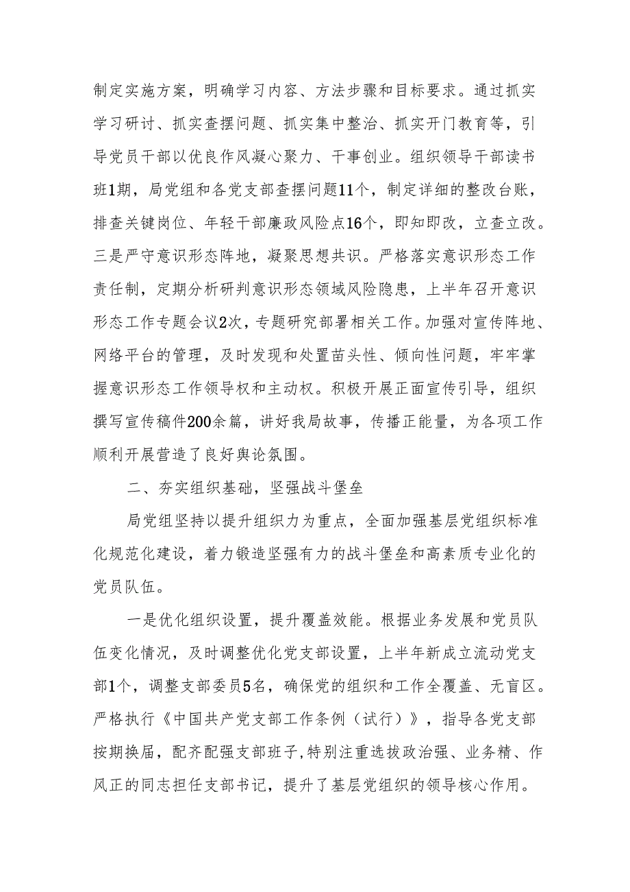 开展2025年上半年党建工作总结及下半年工作计划（3份）.docx_第2页