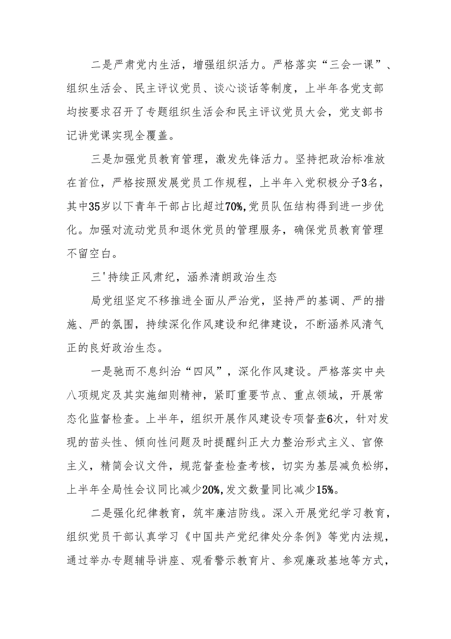 开展2025年上半年党建工作总结及下半年工作计划（3份）.docx_第3页