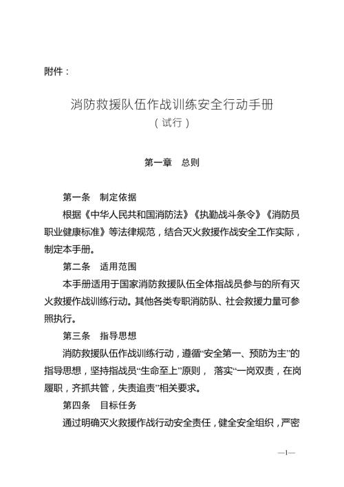 消防救援队伍作战训练安全行动手册.doc