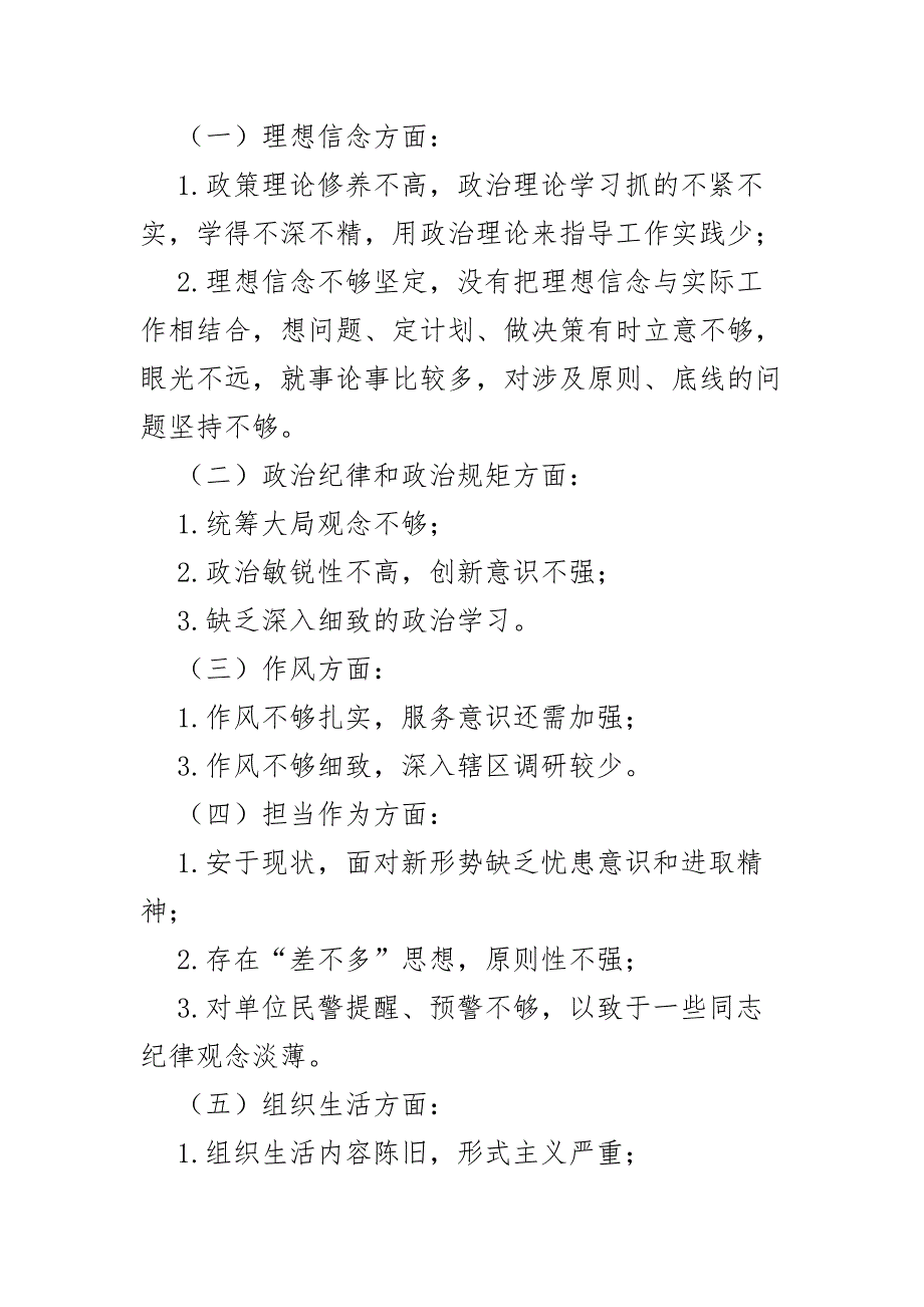 市公安队伍教育整顿查纠整改环节民主生活会剖析材料.docx_第2页